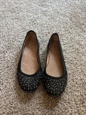Black Studded Women's Ballet Flats